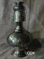 Antique pure brass solid heavy surahi with glass 36 cm