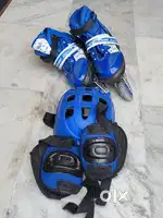 Inline four wheeler skates by power superb and a safety kit by Spo zon