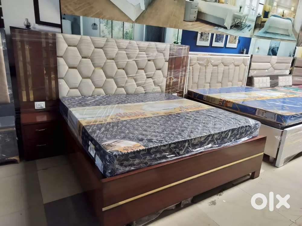 New - Heavy 9ft Designer Box Bed with side tables