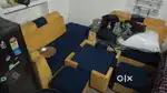 Brand new 7 seater sofa with mirror table blue golden colur