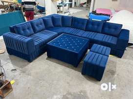 Brand new L corner Sofa Set with Table and 2 Puffies