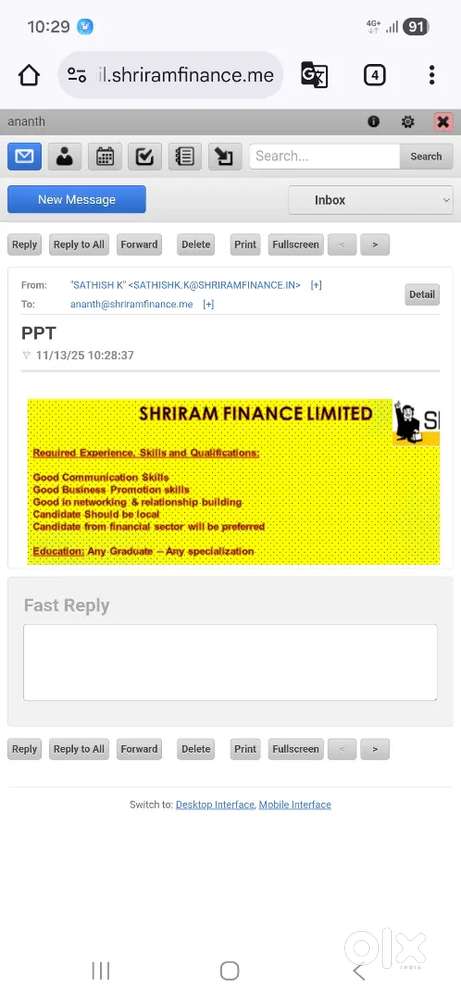 Shriram Finance Limited. Business Development Manager @ Mylapore