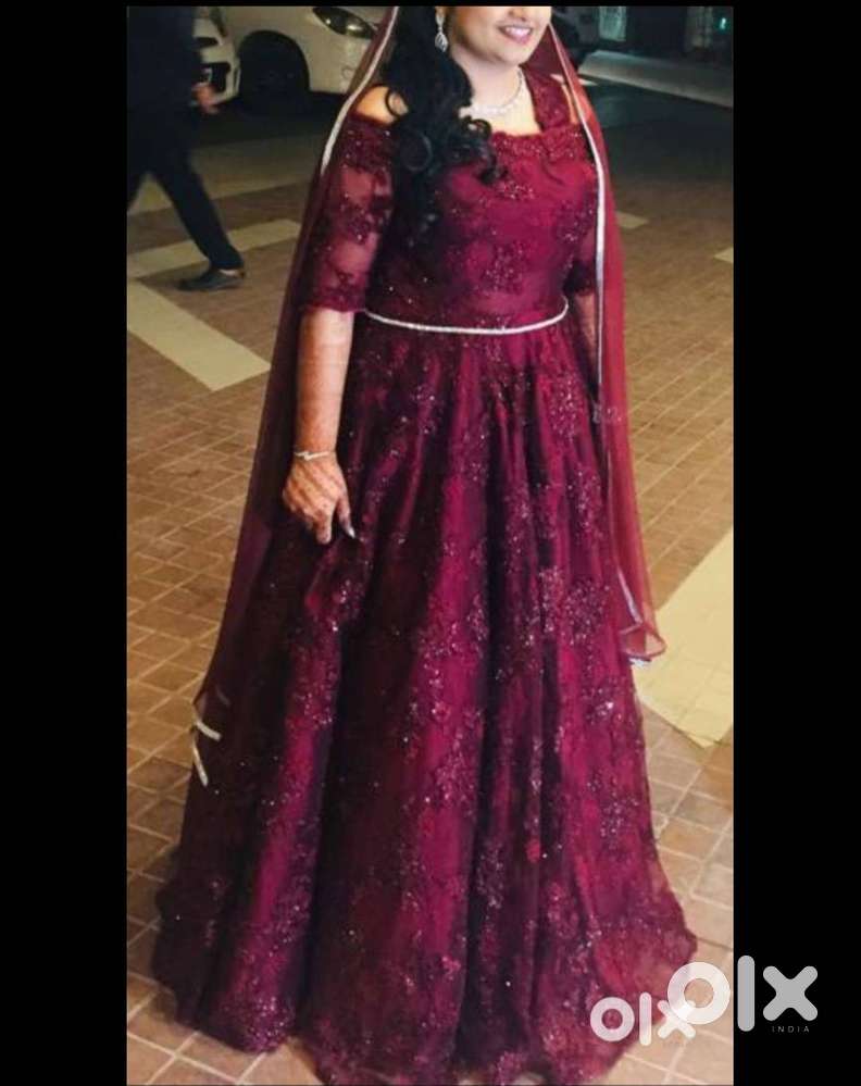 Beautiful & Elegant Maroon Floral Gown