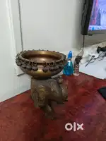 Antique brass elephant urli