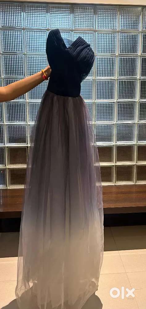 Blue white evening gown