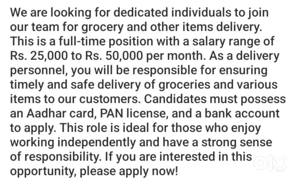 Zepto urgent hiring Delivery Grocery and and other items