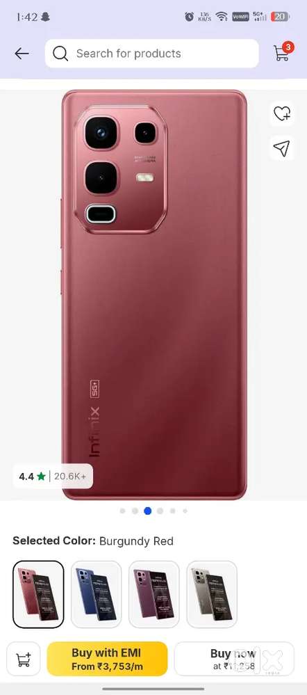 Infinix note 50s , storage 256,ram 8 gb