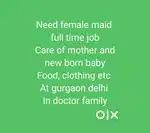 Gurgaon full time female maid