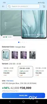Vivo v40 5g mobile urgent sale