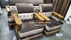 Nagpur Furniture Zone, Sagwan Wood 5 Seater Sofa Set (Leather Finishes