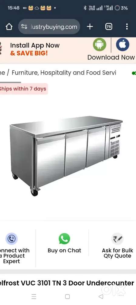 Restaurant fridge 3door under counter