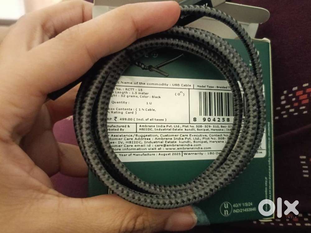 Ambrane 3A Fast charging cable 60 Watts, type C to type C