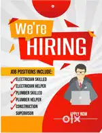 We are hiring for electrician and helper.