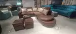 Brown fabric L shape sofa set at aliyar Tanveer furniture factory