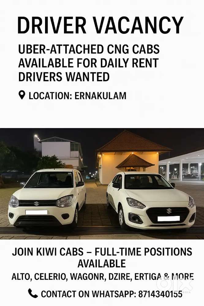 Uber Attached CNG Cabs Available at Kochi Wagner Dzire Alto