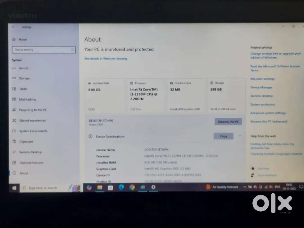 Dell laptop 8gb 298gb for sale