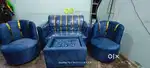 Neavy blue colour 1week old sofa . Pura sofa set with mirror