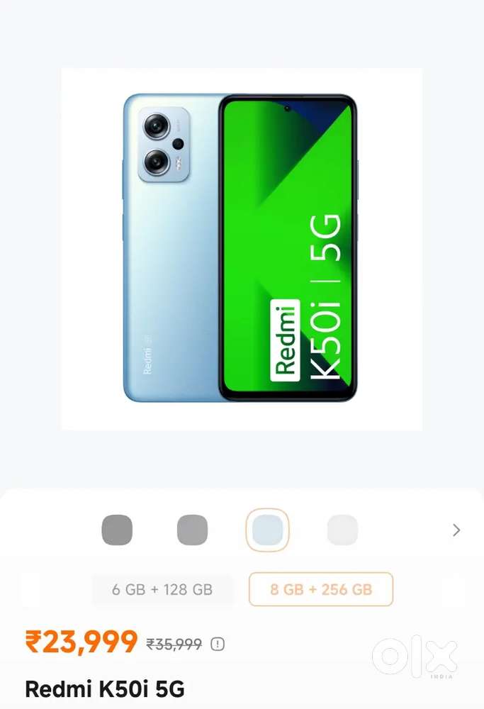 Redmi K50i Phantom Blue ( Dimensity-8100 with 8+8GB RAM and 256GB ROM)