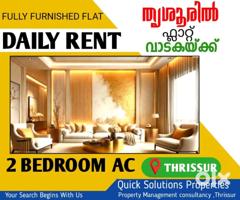 DAILY RENT  2 BHK FURNISHED FLAT  NEAR RAILWAY STATION