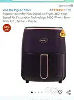 Pigeon Healthifry Plus Digital Air FryerHigh Speed Air Circulation T