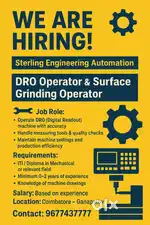DRO & Surface Grinding Machine operator