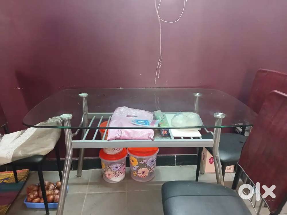 Glass Dining Table with 2 Chairs