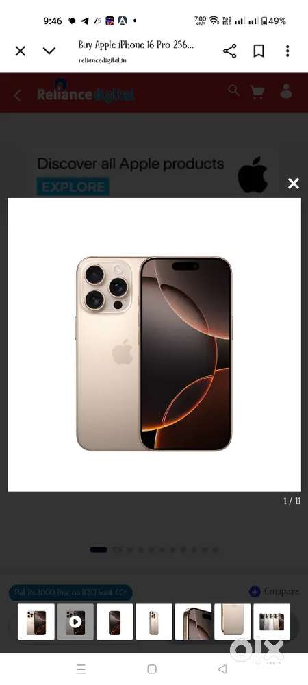 Iphone 16 pro  256 gb battery 100 percentage