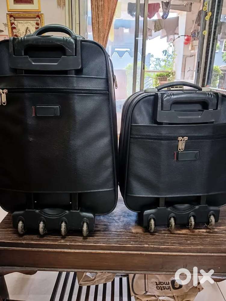 Leather trolley bag