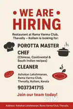 Chef, cleaner, porotta master