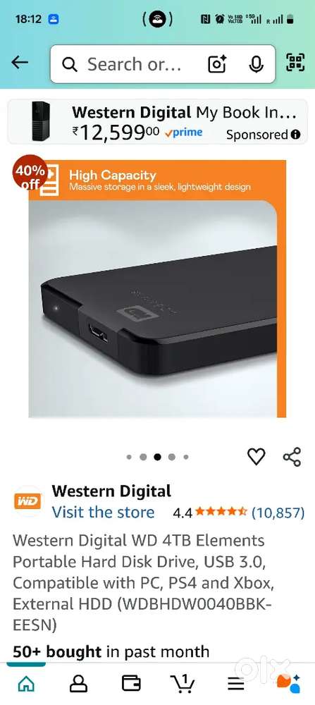 WD elements portable 4TB  external hard disk drive