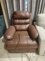 Valencia Leatherette 1 Seater Motorized Recliner Sofa ( Saddle Brown )