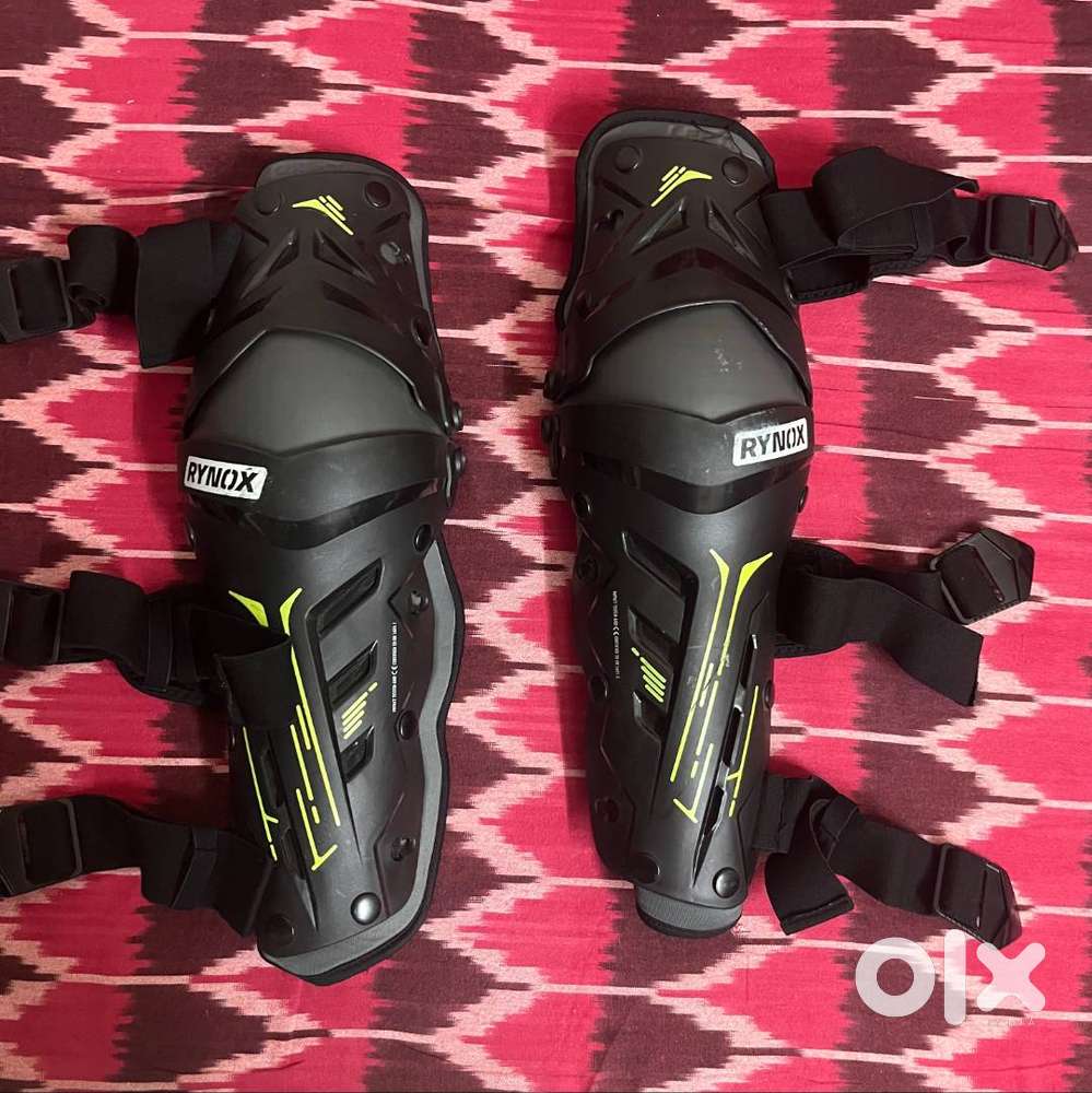 Bike riding Knee Guards, Black Hi-Viz Green