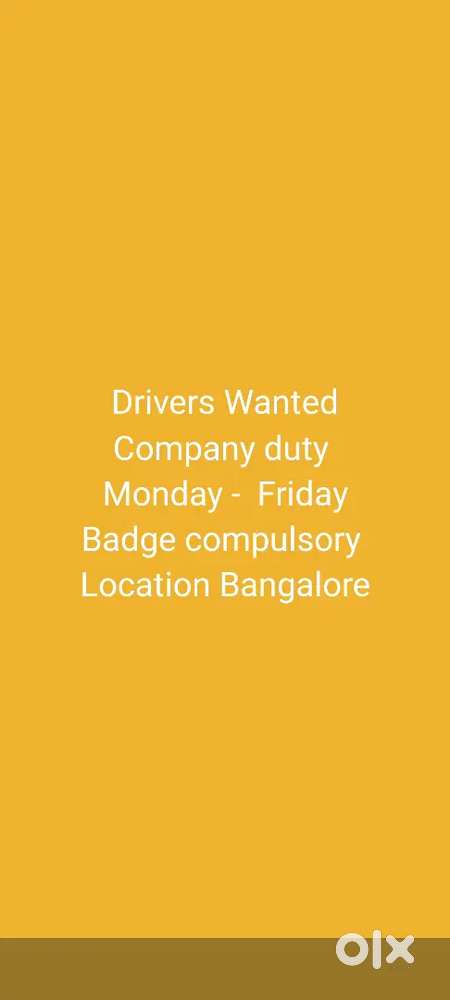 Driver Wanted, Yellow board, Badge compulsory