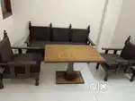 5 seater wooden sofa set with wooden center table