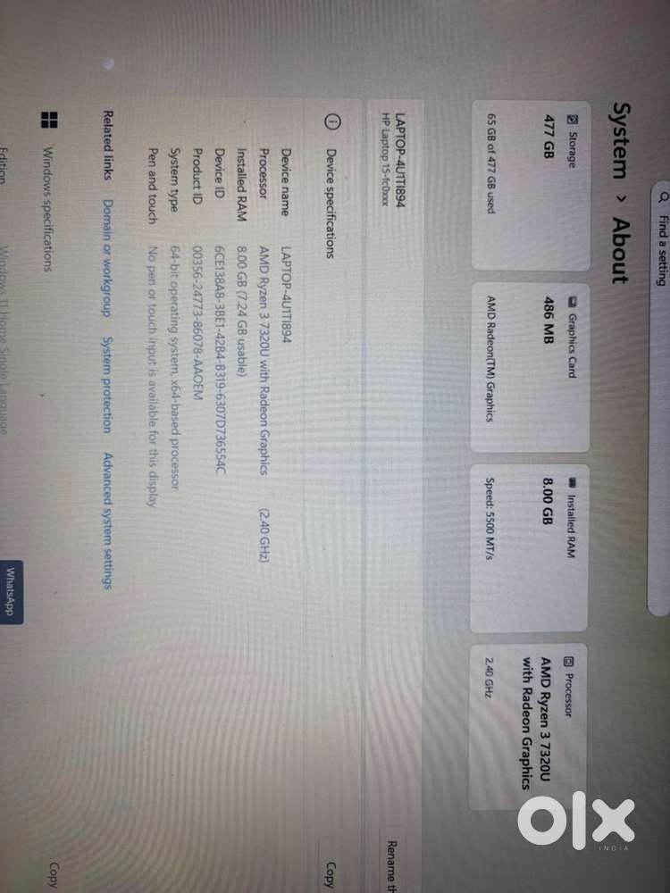 HP laptop 8 month old