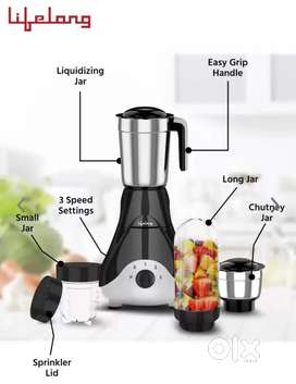 Lifelong Black 500W Mixer Grinder With 4 Jars
