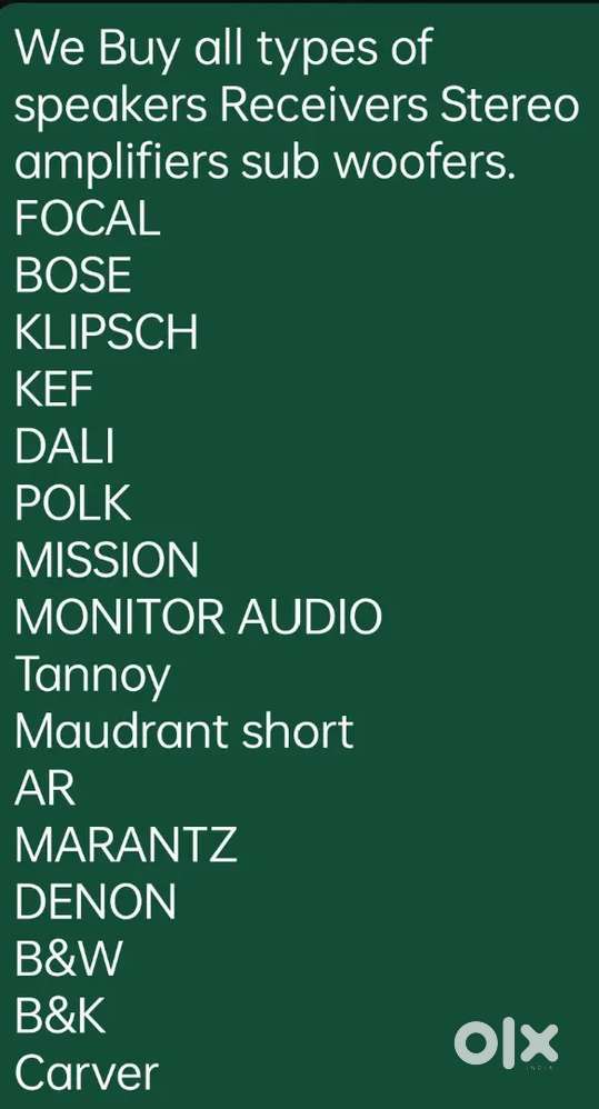 We Buy and sell all types of speakers Receivers Stereo amps subwoofers