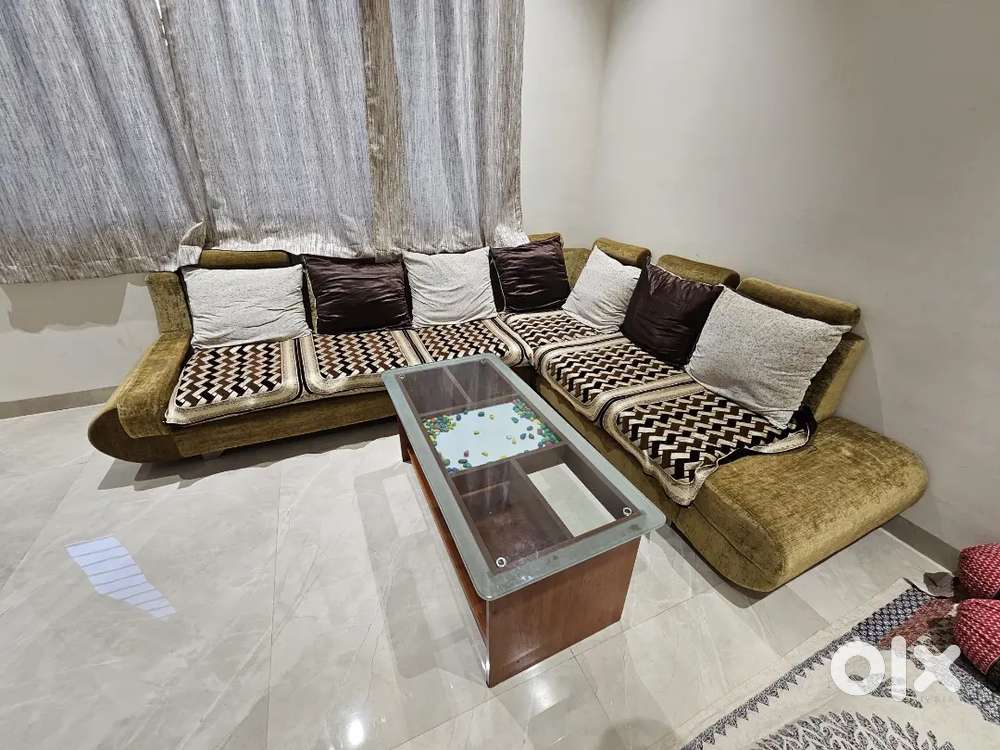 Sofa Set with Glass-Top Tea Table for Sale