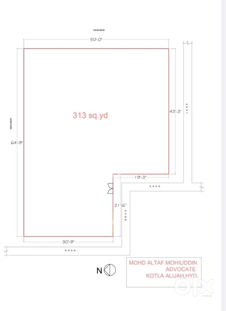 312 sq yard plot for sale in Kotla Alijah, Charminar, Hyderabad