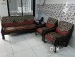 Sag Wood Sofaset, 3+1+1, total 5 seter, Sofaset seat cover+ sofa cover