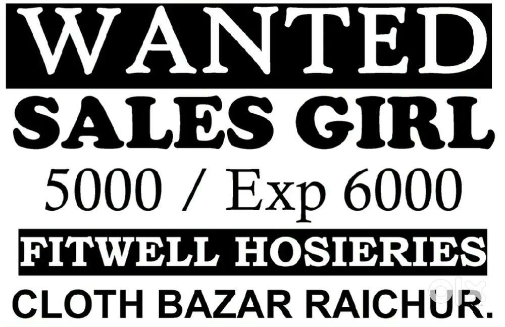 WANTED SALES GIRL
