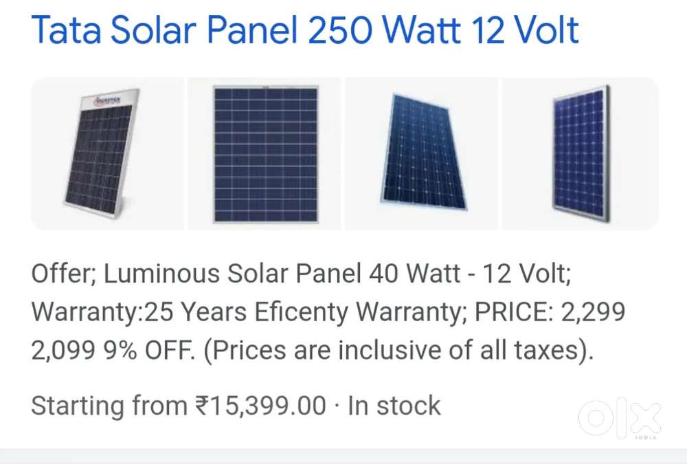 TATA 250 watts solar panel 16 pcs New