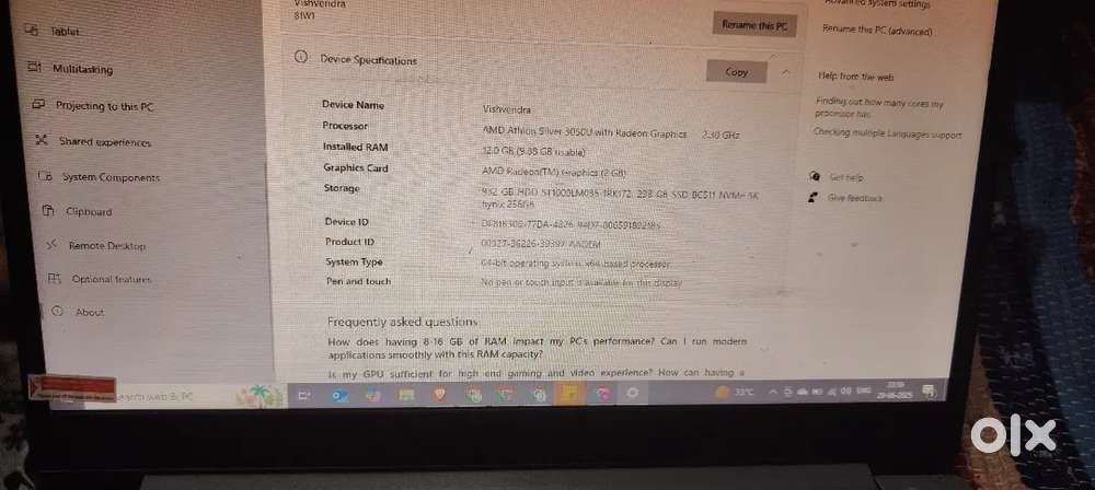 Lenovo IdeaPad 3 15.6 12 gb ram 1.5 tb storage
