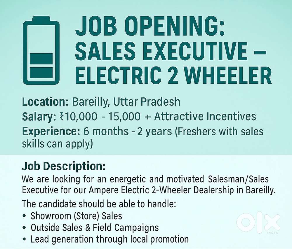 Sales Executive – Electric 2 Wheeler