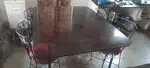 6 seater wrought iron and glass dining table with 4 wrought iron chair