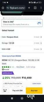 Redmi 14c 5g  4 ,128 black cccolor
