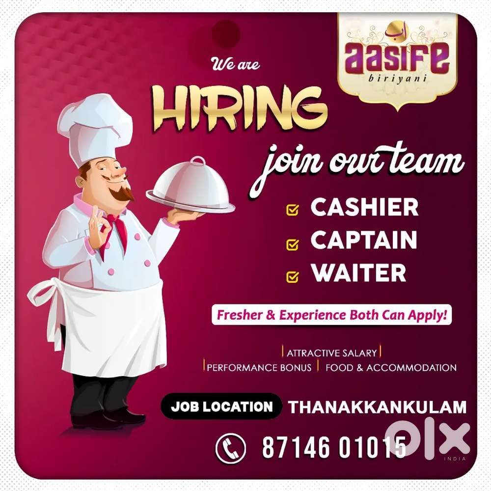Hiring Cashier Waiter Captain