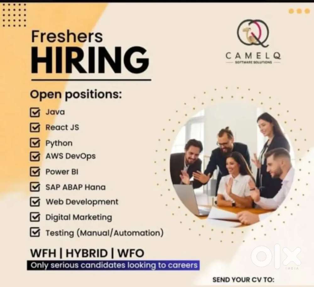 We are  hiring for freshers and experiences