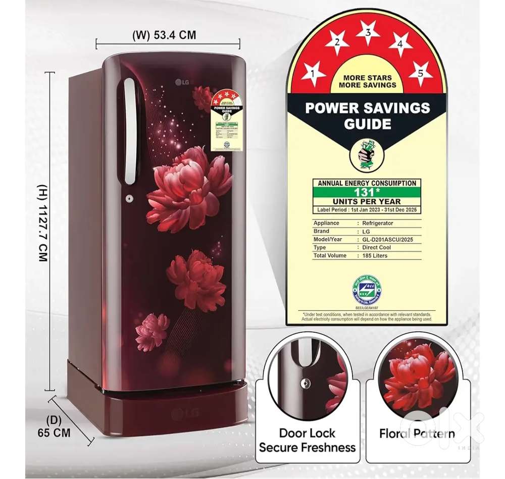 LG 5 185 Liter 5 star rating fridge