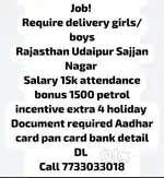 Parcel delivery Sajjan Nagar road Udaipur